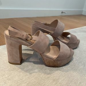 Stuart Weitzman Heeled Sandals in Dolce Suede